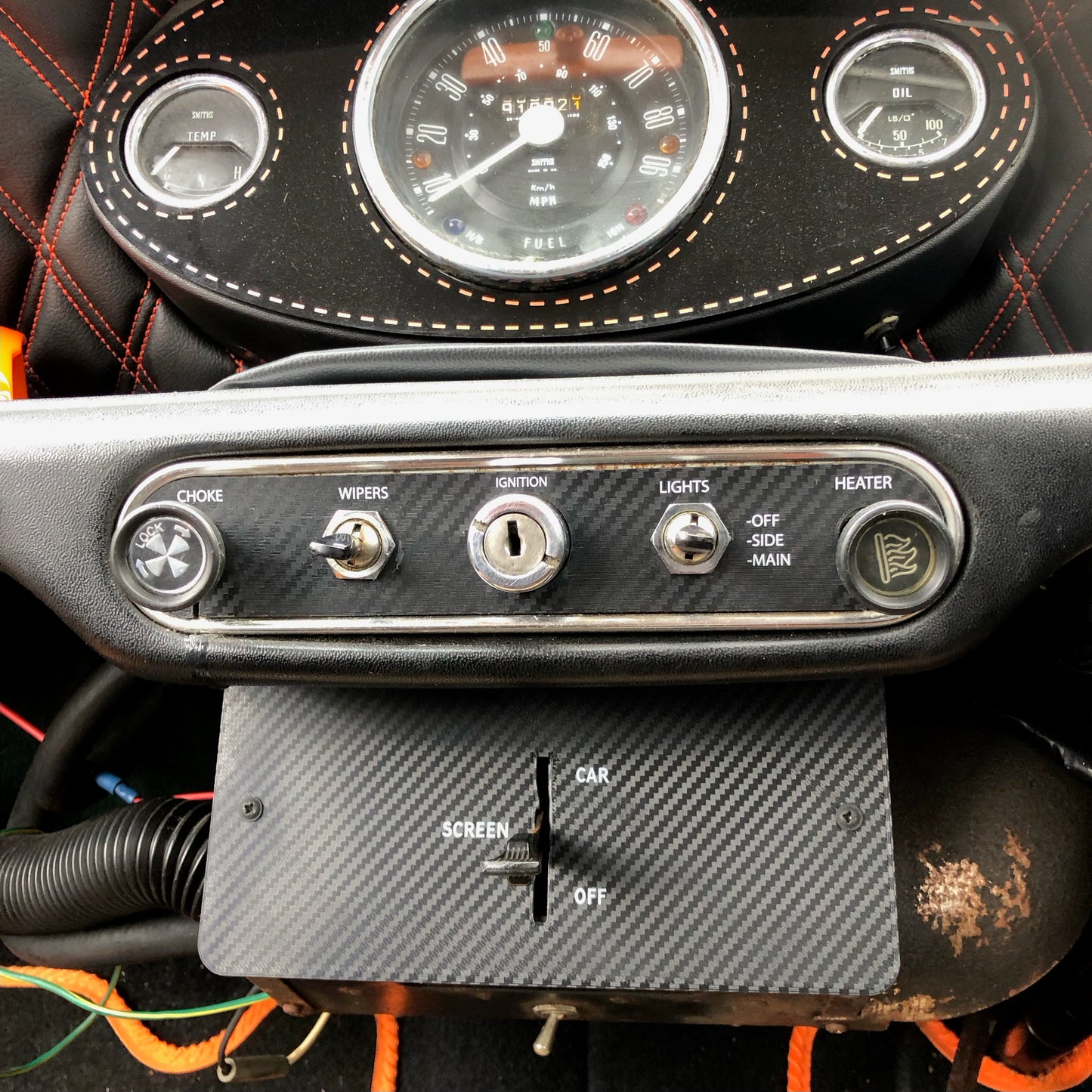 MK1 / MK2 Heater Panel - Carbon Effect - Classic Mini