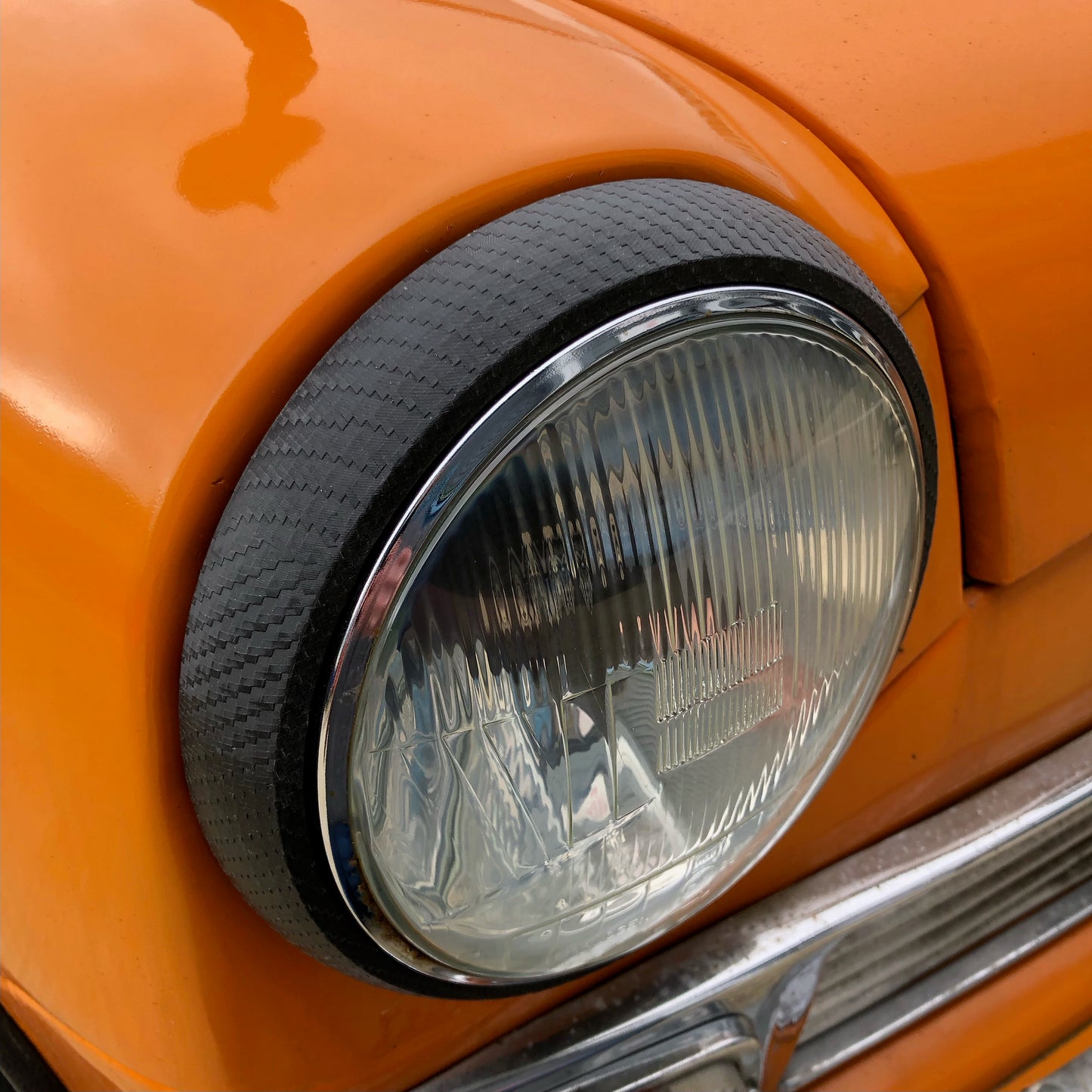 Classic Mini Carbon Fiber Effect Headlight Rings